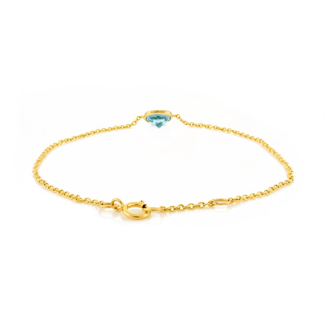 Not Yet Made - Made To Order Solitaire Bezel Set Blue Topaz 14k Gold Chain Bracelet For Sale - Image 5 of 10