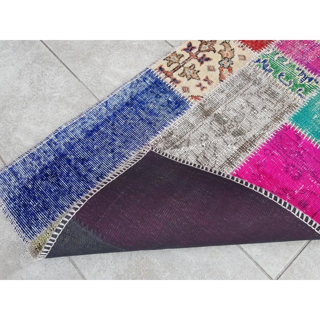 Textile Mid 20th Century Handknotted Tribal Oushak Runner Rug For Sale - Image 7 of 10