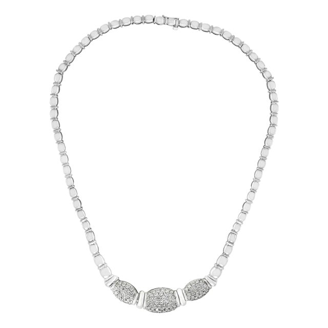 25 Carat VS E Quality Diamond 18 Karat Gold Necklace Bridal Estate For Sale