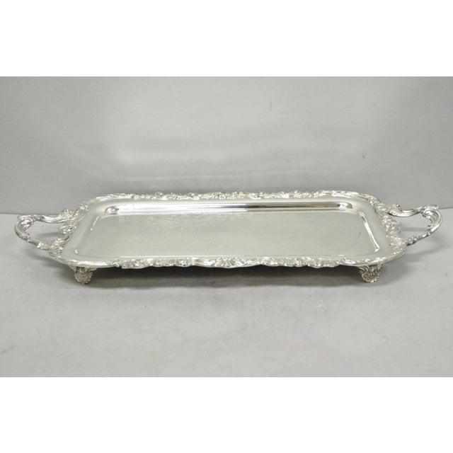 Victorian Vintage Fb Rogers 1338 Victorian Silver Plated Narrow Serving Platter Bar Tray For Sale - Image 3 of 18