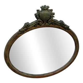 Large Vintage Oval Wall Mirror, 1940 For Sale