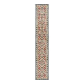 Rug & Kilim’s Classic Style Runner Rug in White With Floral Patterns For Sale
