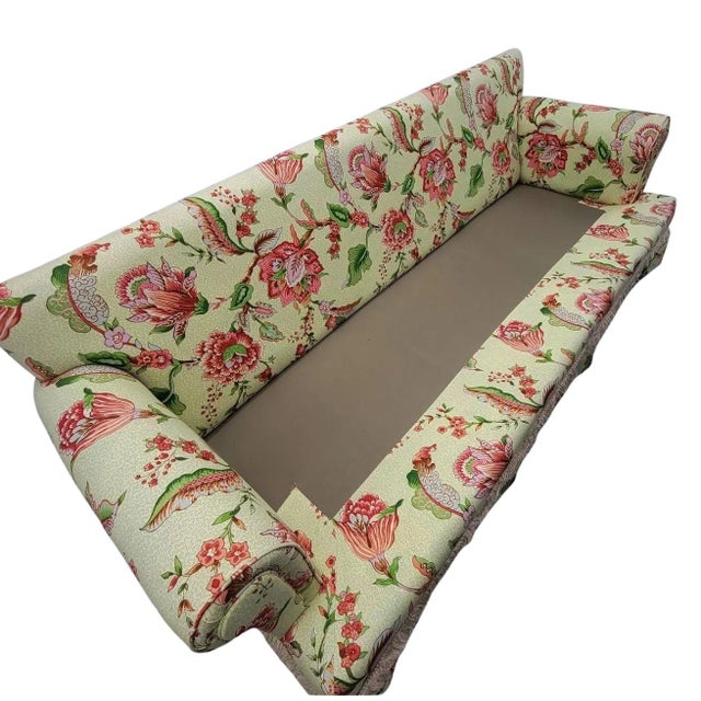 Floral Upholstered Sofa With Ottoman in Cyrus Clark Linen, 1997 For Sale - Image 10 of 11