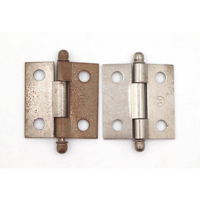 Vintage right hand cabinet door hinges made of steel. The original mounting screws are not available. Good condition with...