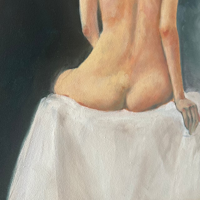 1980s 20 Th European School Century Oil on Canvas Figurative Portrait Signed Framed Lady in Red Turban Made in 1980 For Sale - Image 5 of 12