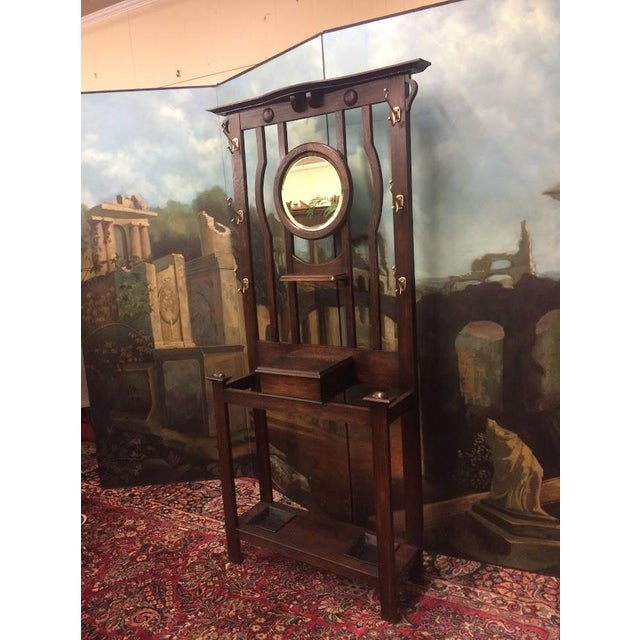 1910s Antique Hall Tree, Mission Style Hat Rack, Arts and Crafts Style For Sale - Image 5 of 12