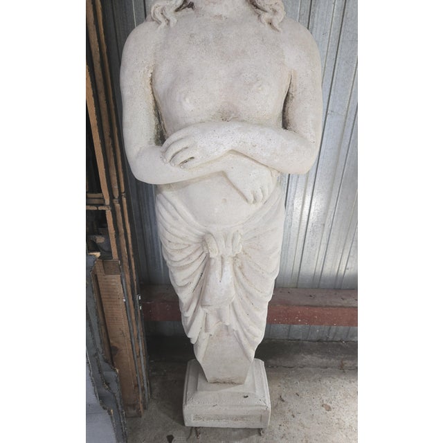 Large Reconstituted Stone Nude Female Garden Statue, 1950s For Sale - Image 3 of 7