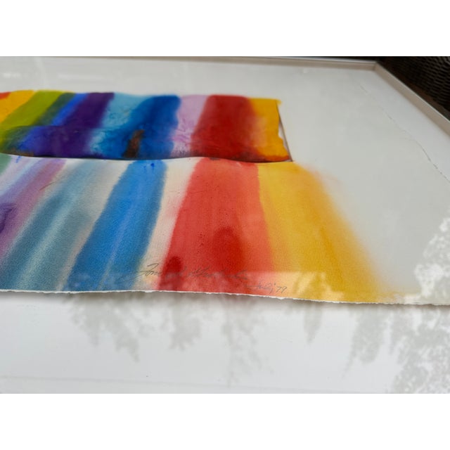 1970s Original Signed 47" Tom Graboski "Long Patch Rainbow" Watercolor Paper Sculpture, Framed For Sale - Image 15 of 17