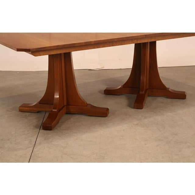 Stickley Mission Collection Oak Double Pedestal Dining Table For Sale - Image 10 of 18