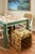 Not Yet Made - Made To Order Matthew Izzo Home Jackie Square GrassclothTop, Round Leg, Two Drawer Game Table in Matte Green With Matte White Lacquer Edging For Sale - Image 5 of 7