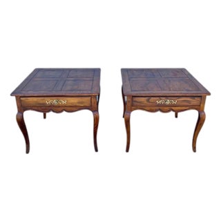 Pair of Vintage Henredon French Provincial Two-Drawer Nightstands / Side Tables For Sale
