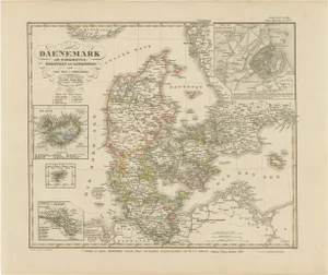 Antique Map of Denmark, 1858