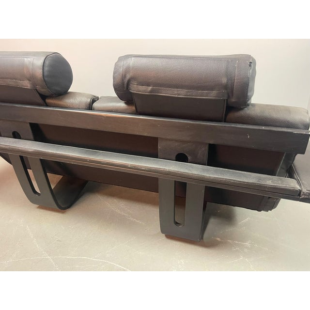 Wood Black Leather Kroken Two-Seater Sofa by Åke Fribytter for Nelo Möbel, Sweden, 1970s For Sale - Image 7 of 17