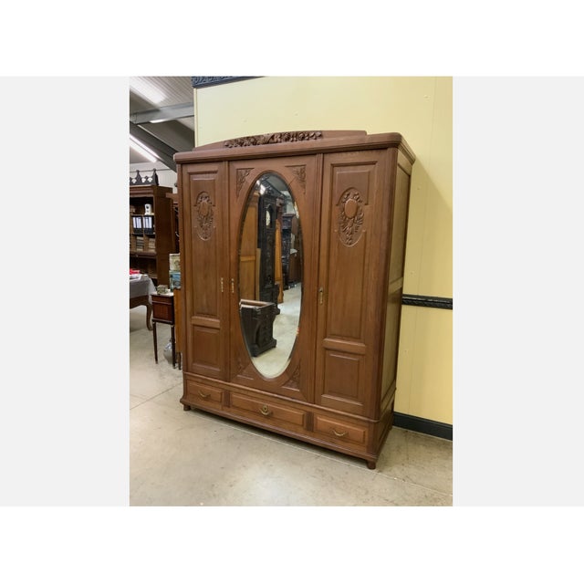 Antique Art Nouveau Wardrobe in Linen Cupboard, 1910 For Sale - Image 4 of 8