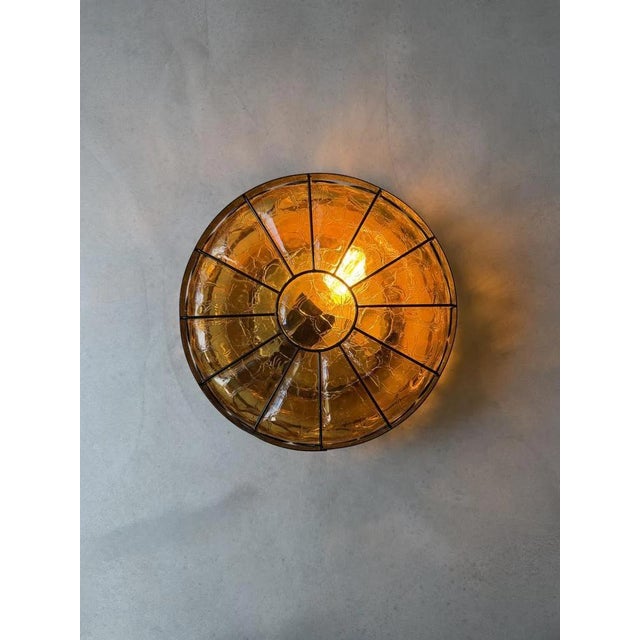 Vintage Amber Crackle Glass Ceiling Lamp by Nanny Still, 1970s For Sale - Image 5 of 12