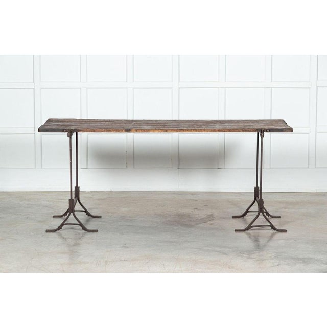 19th Century Iron & Pine Trestle Table, 1890s For Sale - Image 13 of 16