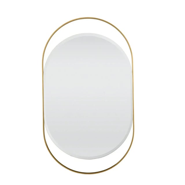 Soft Finished Brass Oval Frame with Beveled Mirror Glass