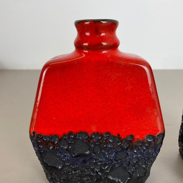 Set of Two Pottery Fat Lava Cubic Vases from Jopeko, Germany, 1970s For Sale - Image 11 of 18