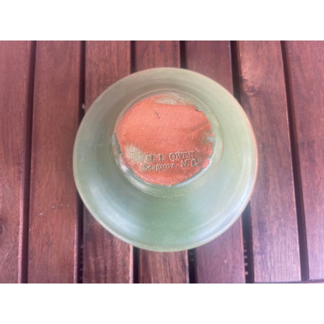Vintage Owens Pottery Matte Green Chamberstick Candle Holder For Sale - Image 4 of 4