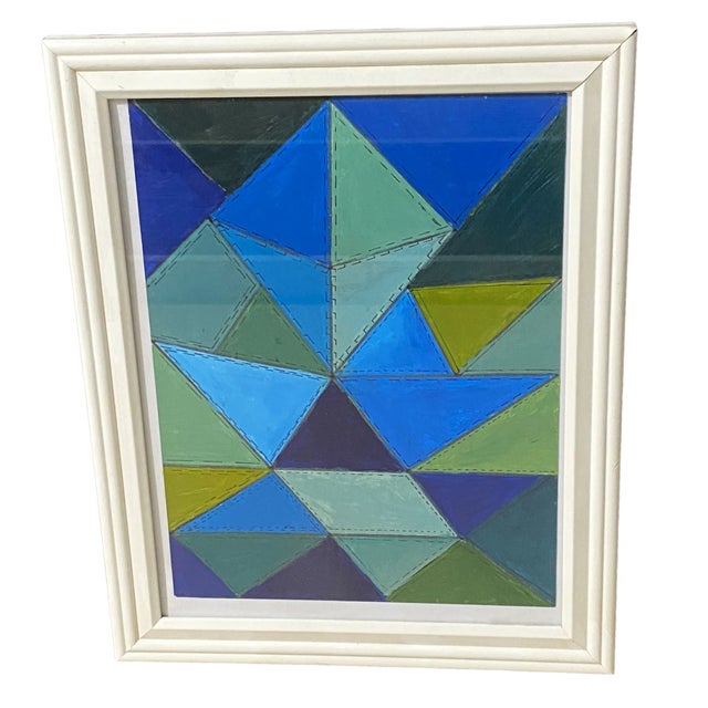 Wood Acrylic on Paper Framed Abstract Titled Bojagi Stitches For Sale - Image 7 of 9