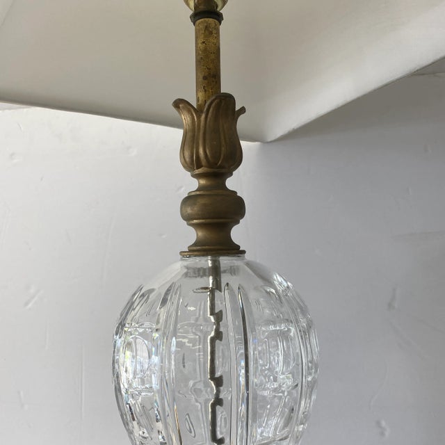 1980s Brass and Crystal Lamp by Safran and Glucksman For Sale - Image 9 of 11