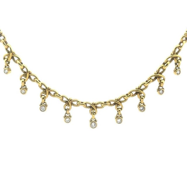 Judith Ripka Diamond Gold Necklace 18k Yellow Dangle Charms S Link Chain For Sale In Miami - Image 6 of 8