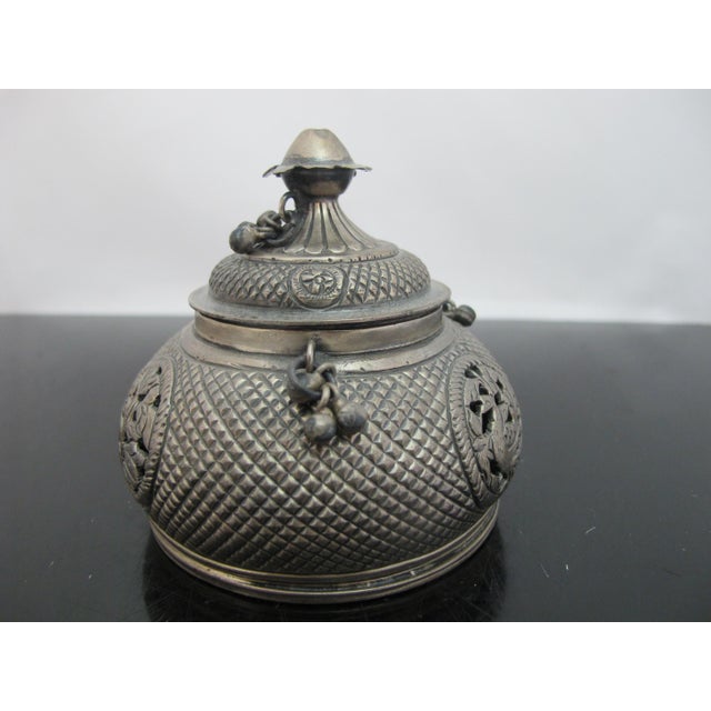 Antique Southeast Asian Silver Betel Nut Censer Box or Incense Burner For Sale - Image 11 of 12