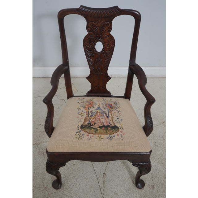 Age: Approx: 30 Years Old Details: Georgian Style Nice Carved Details Quality Construction English Style Needlepoint Seats...