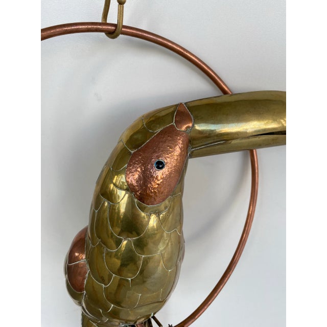 Brass & Cooper Toucan Sculpture by Sergio Bustamante For Sale In Miami - Image 6 of 9