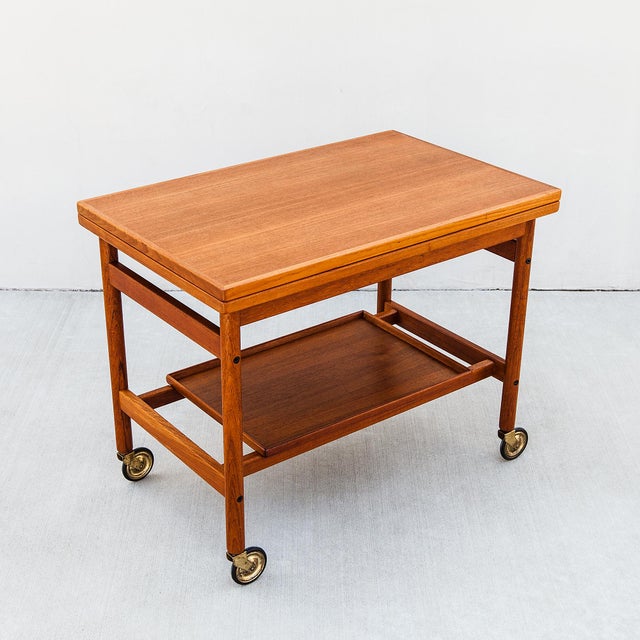1960s 1960s Danish Modern Teak Flip Top Bar Cart by Kurt Ostervig For Sale - Image 5 of 12