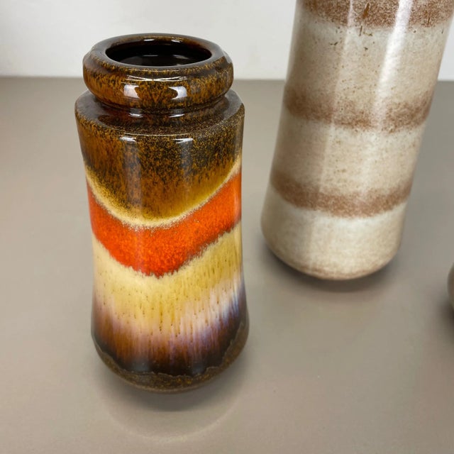 Multicolor Fat Lava Pottery Vases from Scheurich, Germany, 1970s, Set of 4 For Sale - Image 6 of 18