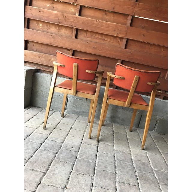 Set of Art Deco Lajos Kozma Style Red Chairs, 1940s For Sale - Image 3 of 7