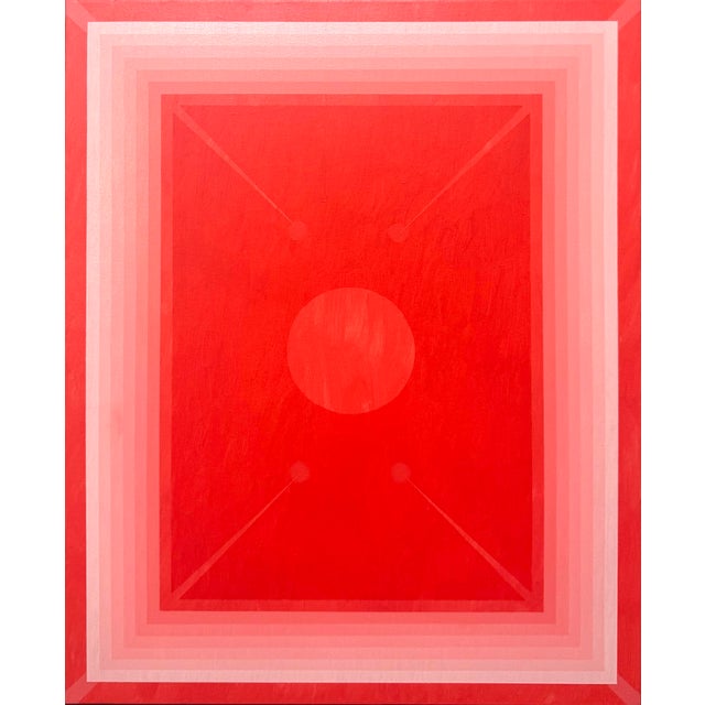Contemporary Abstract Acrylic on Canvas "Mesmerism (Peach / Orange Dpp)" by Andy Harwood For Sale - Image 4 of 4
