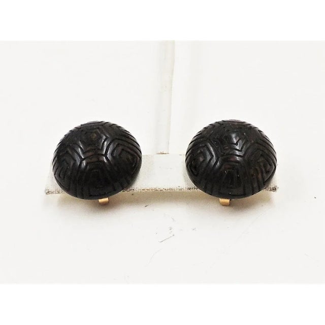 1970s Vintage 1970s Crown Trifari Brown Round Domed Maze Clip Earrings - 2 Pieces For Sale - Image 5 of 9