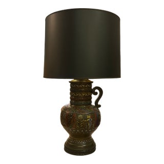 Antique Japanese Champleve Enamel & Bronze Urn Style Table Lamp For Sale