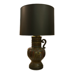 Antique Japanese Champleve Enamel & Bronze Urn Style Table Lamp