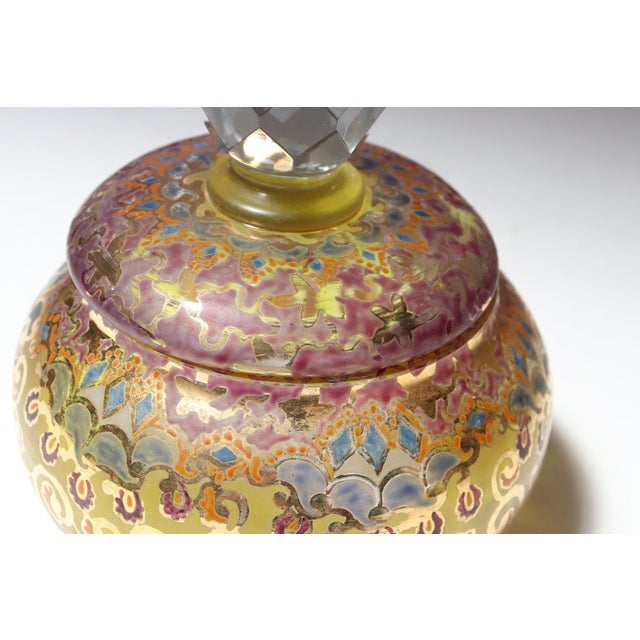 Vintage Bohemian Czechoslovakian Glass Powder or Trinket Jar With Crystal Finial For Sale - Image 11 of 18