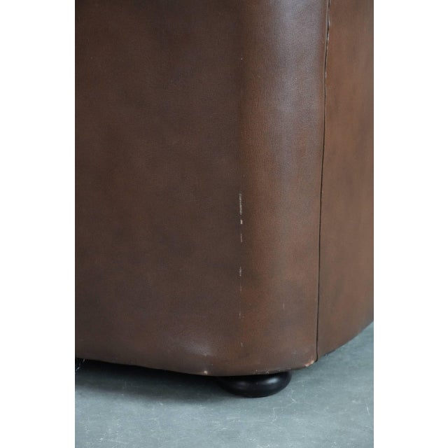 English Chesterfield Brown Cowhide Club Armchair For Sale - Image 11 of 16