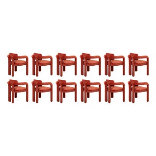 Double Arch Dining Chairs in Crimson Red Cotton Velvet from Insidherland, Set of 12 For Sale