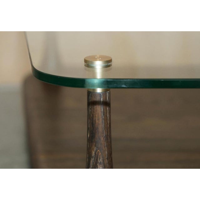 Glass & Seared Oak Two Tier Coffee Table For Sale - Image 5 of 18