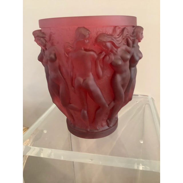 Art Deco 1960s Vintage XL Red Naked Ladies Glass Art Unique Vase For Sale - Image 3 of 13