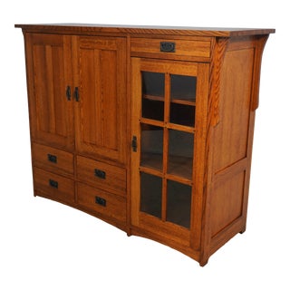 Mission Oak Arts & Crafts Tv Entertainment Cabinet For Sale