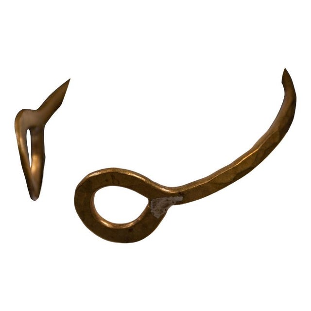 Metal Brass Cuff Bracelet with Circles, 1980s For Sale - Image 7 of 7