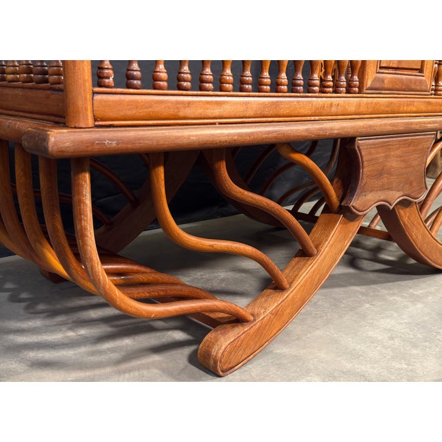 Mid 20th Century Vintage Solid Teak Thai Carved Elephant Howdah Bench / Loveseat For Sale - Image 5 of 12