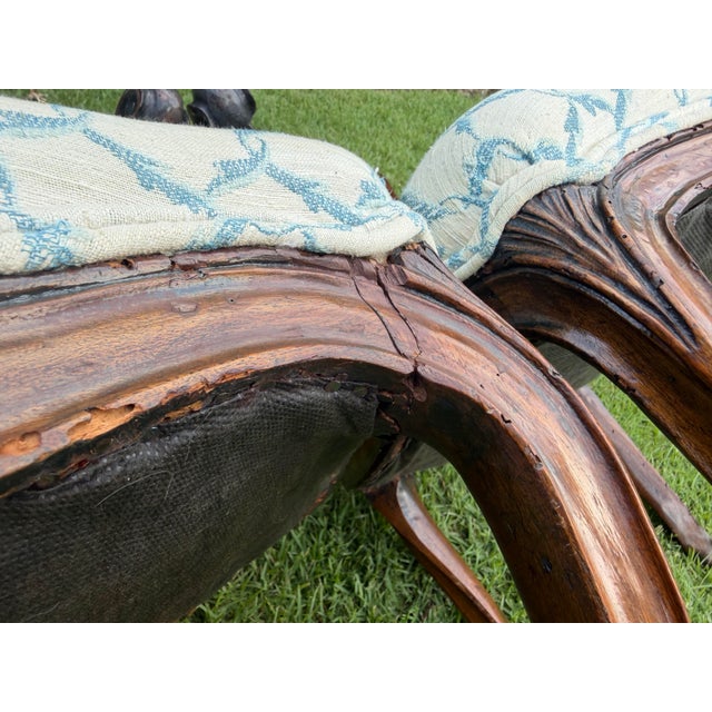 Antique French Louis XV Style Walnut Bergère Armchairs, a Pair For Sale - Image 11 of 18