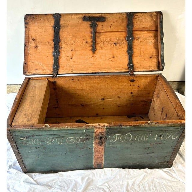 Late 18th Century 1796 Antique Scandinavian Dowry Trunk For Sale - Image 5 of 10