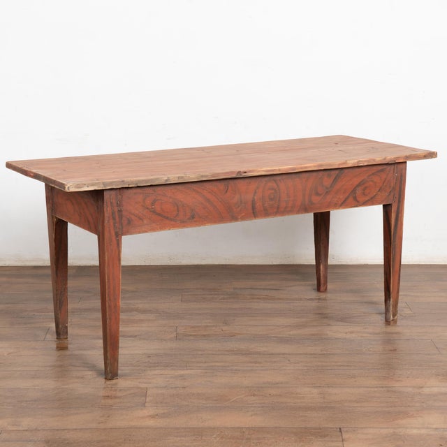 19th Century Original Red Painted Swedish Pine Farm Table Console For Sale - Image 15 of 15