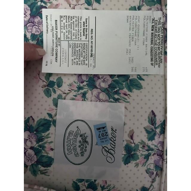 Baker Furniture Company Vintage Floral Tufted Club Chair - Baker Furniture - Laura Ashley For Sale - Image 4 of 4