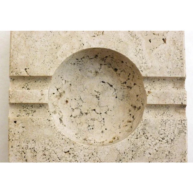 Large square midcentury ashtray, beveled edges, round hollow interior & two double cigarette holders on each side, for a...