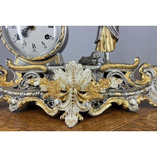 Paint Lancini Imperial Ormolu Gilt Brass Mantle Clock with Candelabras, Set of 3 For Sale - Image 7 of 18
